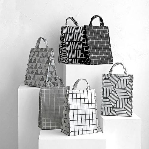 Stripe Waterproof Oxford Lunch Bag Portable Insulated Thermal Cooler Lunch Bag For Girls Student Lunch Box Picnic Bag Storage