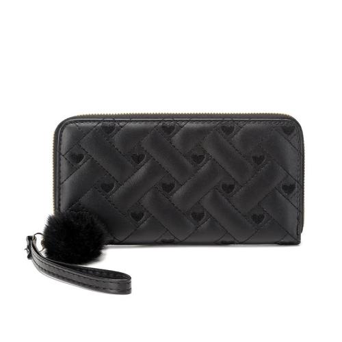 2024 Summer New Women's Wallet Medium Long Handheld Bag Trendy Indentation One Piece Fashionable Love Change Phone Bag Ladies