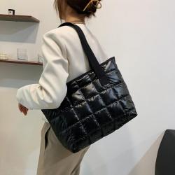 Woman ladies sports metallic puffer tote bag travel weekend overnight puffy bags big quilted shoulder tote bag