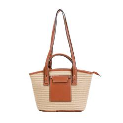 2024 Custom Logo Handmade Woven Straw Tote Handbag For Women Luxury LOW MOQ Beach Bag