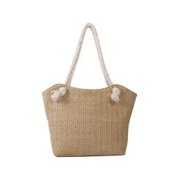 2024 New summer style women's straw bag thick string large capacity tote bag simple seaside beach handbag for women