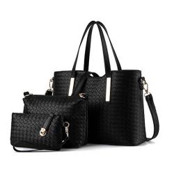 Women's Fashionable Cosmetic Straw Woven Handbag Single Zipper PU Polyester Ladies Tactical Shoulder Bag 3 Piece Set Wholesale