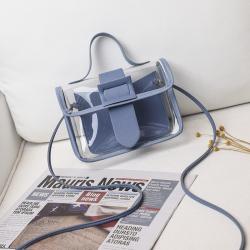 New Fashion Transparent Two Pieces Set Bag Custom Light Weight Girl Small Square Bag Wholesale Pvc Mobile Phone Bag