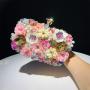 Fashion Flower Decoration Luxury Handmade Beaded Clutch Handbag High Quality Beautiful Flowers Handbags For Women