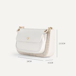 2023 New Style Women Crossbody Bag Customized Pu Leather Straw Material With Mini Pouch Handbags Metal Chain