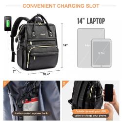 LOVEVOOK 2022 women bags casual 14 inch laptop bags fashion PU leather work travel school custom women's backpacks with USB