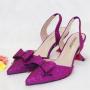 Luxury rainbow pointy bow high heeled sandals ladies pumps stiletto women rhinestone designers heeled sandals with handbag