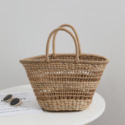 High Quality Summer Holiday Fashion Mesh Bucket Beach Bags Women Straw Woven Tote Bag Handbags Ladies Large Sea Beach Straw Bag