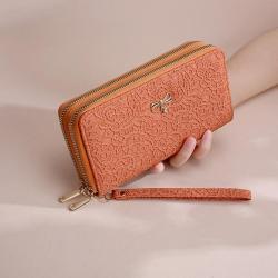 Large capacity long premium solid color wallet for women