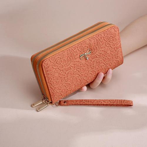 Large capacity long premium solid color wallet for women