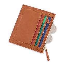Slim Purse Vintage Credit Card Holder Zipper Pocket RFID Wallet Genuine Leather Id Credit Card Case Holder PU Wallets