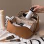 Custom Women Makeup Bag Pouch PU Leather Cosmetic Bags Large Capacity Partition Storage Waterproof Travel toiletry bag woman