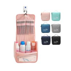 Gelory Customized Eco-friendly Zipper Washing Cosmetic Bag Waterproof Travel Hanging Toiletry Bag with hanging hook