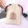 Eco-friendly Natural Cotton Drawstring Key Chain Scraper Packaging Pouch Custom Logo Organic Dust Gift Muslin Bag