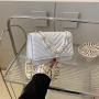 2024 New Small Square Diamond Lattice Bag Pu Solid Zipper Fashion Single Shoulder Messenger Bag With Chain Ladies Handbag