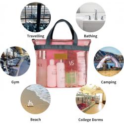 Gelory Travel Large Cosmetic Makeup Organizer Pouch Mesh Toiletry Bags Bath Organizer Pouch Mesh Shower Wash Caddy Bag