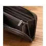ZF258 Men Long Soft First Layer Cowhide Money Clip Zipper  Pockets Checkbook Cover Slim Card Holder Simple Coin Wallet