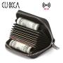 CUIKCA Fashion Lychee Pattern PU Leather Unisex Organ Type Card Holder RFID Wallet Zipper Coins Purse Business ID Bank Card Case