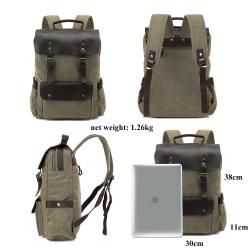 Custom logo wholesale Cowhide vintage back pack bag male drawstring rucksack hipster school canvas leather backpack for men
