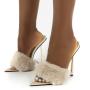 2021 genuine rabbit fur fashion thin high heel ladies slippers