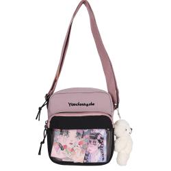 China Factory Women Waterproof Crossbody Bag Canvas Girls Shoulder Bag With Clear Window Custom Mini Ladies ITA Bag