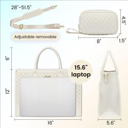 LOVEVOOK 2pc 15.6in quilted Tote Bag Business office Work Bags Office briefcase with Clutch Purse Handbag Laptop Bag for Women