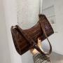 Fashion Alligator Pattern Solid Color Bag Single Shoulder Portable Armpit Bag China Wholesale PU Ladies Shoulder Bag