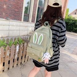 ZR841 Rabbit Girls Schoolbag New Fashion Nylon Waterproof Backpack High Quality Schoolbag Travel Student Zipper Laptop Bag
