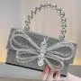 New Shiny Retro Diamond Handbag Evening Bag Bowknot Rhinestone Purse Small Square Bag Banquet Party Bag Handbags For Woman