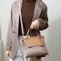 New Fashion Women's Bag Fashion High Texture Real Cow Leather Square Handbag Splicing Cow Leather One Shoulder Diagonal Bag