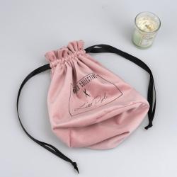 Wholesale Screen Printing Velvet Bottom Gift Candle Bag Drawstring Luxury Soft Cosmetic Hair Wig Packing Velvet Dust Pouch