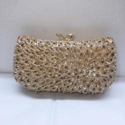 New metal rhinestones inlaid for evening dress banquet party handbag crystal women's bags purple evening clutch bag pochette femme