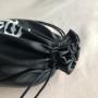 15x20cm  Black PU Leather Packaging Bags Leather Drawstring Pouch with Custom Logo
