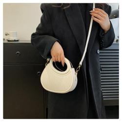 Fashion Popur Design Pure Color handbags Womens Bags 2024 Winter New High Texture Stripe Bags Single Shoulder Slanting Bags