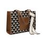 Autumn Winter Trend Style Women's Two-Piece Set Custom Logo Canvas Tote Bags Lady Handbag Geometric Leather Polyester Tassel