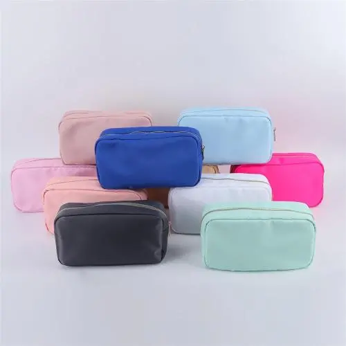 Keymay RTS Fast Shipping 23 Color S M L Xl Gold Zipper Waterproof Nylon Storage Organizer Cosmetic Pouch Makeup Cosmetic Bag