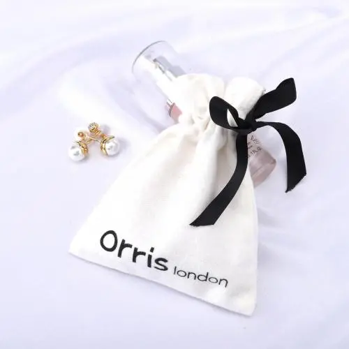 Custom Logo Printing Single String Cotton Flannel Gift Cosmetic Storage Bag Drawstring Dust Flannel Jewelry Pouch