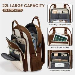 LOVEVOOK 15.6 Inch Laptop Backpack for Women Large Capacity Work Back pack Purse Waterproof Travel Day Pack for Teacher Nurse