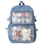 Wholesale custom college nylon tote Ita bag with clear PVC window pink Itabag school backpack