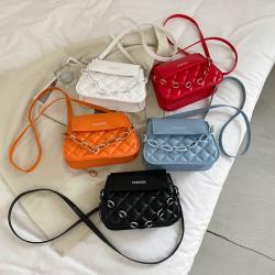 2023 New Fashion Small Square Diamond Lattice Zipper Bag Single Shoulder Messenger Chain Bag Women Hand Bags Ladies