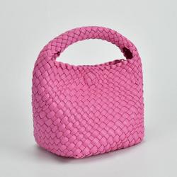 2024 New Braided Bag Fashion Bucket Bag Female Pu Candy Color Shoulder Handbag Trend Child Bag