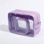 Keymay 5 Colors Summer Fashion Portable Pvc Travel Wash Toiletry Bag Waterproof Plastic Cosmetic Makeup Bag Clear