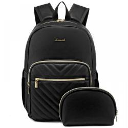 LOVEVOOK 2022 Women Quilted Travel Laptop Backpack 15.6 Inch Potable PU Backpacks Book Bag For School College Work Business Trip