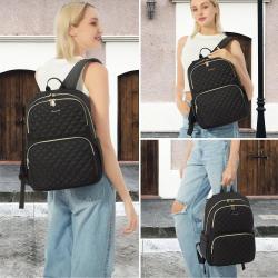 LOVEVOOK new Quilted Travel bags fashion 15.6 17inch Computer College geometric School Bookbag Anti-Theft USB laptop backpacks