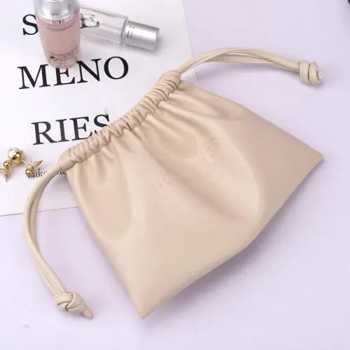 Hot Sale Emboss Pu Leather Drawstring Cosmetic Packaging Bag Waterproof PU Leather Makeup Pouch Bag
