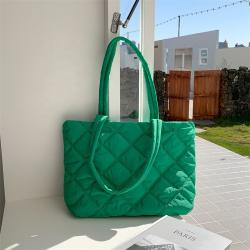 Wholesale Trend New Leisure Lingge Cotton Clothes Women Shoulder Bag Nylon Handbag Ladies Versatile Large Capacity Hand Tote Bag