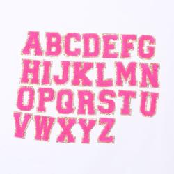 Low MOQ Stock A-Z Alphabet Self Backing Adhesive Backing Monogram Patches Embroidery Chenille Letter Iron On Patch Set