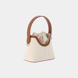 Stylish Luxury Canvas Drawstring Women Bucket Bags Trendy Fashion Vegan Leather Womens Handbags Custom Logo Ladies Bucket Bags