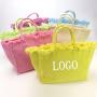 6 Colors DIY Logo Large Capacity Fashion Summer Tassel Beach Travel Bags Canvas Cotton Pure Plain Canvas Fringe Beach Tote Bag