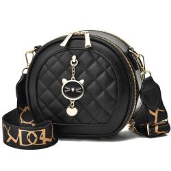 KBW451 New Women Bags Net Red Single Shoulder Bag Fashion Wide Shoulder Strap Rhombus Ladies Handheld Crossbody Small Round Bag